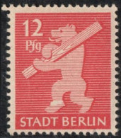 Germany 1945 Stadt Berlin 12 Pf Plateflaw Mi VII MNH Certified Ströh BPP White Leg - Berlín & Brandenburgo