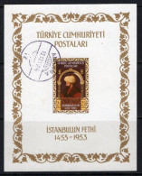 1953 TURKEY 500TH ANNIVERSARY OF THE CONQUEST OF CONSTANTINOPLE SOUVENIR SHEET USED - Blokken & Velletjes