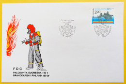 Finland FDC 1988 150 Years Fire Brigades In Finland, Steam Fire Engine (1902) - MiNo 1057 - FDC