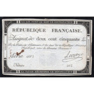 ASSIGNAT DE 250 LIVRES - 7 VENDEMIAIRE L'AN 2 - DOMAINES NATIONAUX - SERIE 4615 - TTB - Assegnati