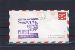 USA 1967 First Flight Cover First Jet Mail Service Phoenix Arizona Airmail Route 73 (to Denver) Embossed 8c - Enveloppes évenementielles