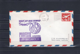 USA 1967 First Flight Cover First Jet Mail Service Phoenix Arizona Airmail Route 73 (to Denver) Embossed 8c - Event Covers