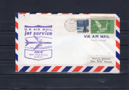 USA 1963 First Flight Cover First Jet Flight AM8 West Palm Beach, Florida (Miami Arrival Stamp On The Back) - Event Covers