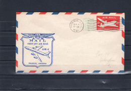 USA 1960 First Flight Cover First Jet Air Mail AM4 Phoenix, Arizona (Chicago Arrival Stamp On The Back) Embossed 6c - Omslagen Van Evenementen