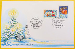 Finland FDC 1991 - Christmas - Forest Animals And Elf, Santa Claus In Reindeer Sleigh - MiNo 1159, 1160 - FDC