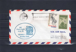 USA 1967 First Flight Cover Jet First Flight AM76 Eureka - Arcata (San Francisco Arrival Stamp On The Back) - Omslagen Van Evenementen