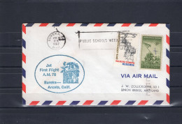 USA 1967 First Flight Cover Jet First Flight AM76 Eureka - Arcata (San Francisco Arrival Stamp On The Back) - Event Covers