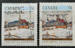 Canada 1989  USED  Sc1258as   Straight Edges 2 X 76c, Christmas 1989, Winter Landscapes - Usados