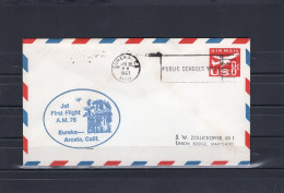 USA 1967 First Flight Cover Jet First Flight AM76 Eureka - Arcata (San Francisco Arrival Stamp On The Back) Embossed - Event Covers