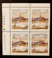 Canada 1989  USED  Sc1258   Plate Block Of 4 X 76c, Christmas 1989, Winter Landscapes - Used Stamps