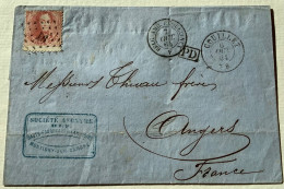 #16a BELLE VARIÉTÉ  SANS „40c POSTES 40c“ Obl. 91 COUILLET 1864 Lettre„Montigny Sur Sambre“1863 40c Médaillons Dentelés - 1863-1864 Médaillons (13/16)