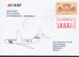 Sweden SAS First DC-9 Flight GOTHENBURG-BRUSSELS 1990 Cover Brief Lettre Europa CEPT & (Cz. Slania) Stamps - Brieven En Documenten