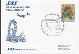 Austria First SAS DC-9 Flight VIENNA-COPENHAGEN-STOCKHOLM 1978 Cover Brief Lettre Meeresfrau The Little Mermaid - First Flight Covers