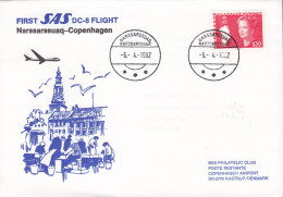 Greenland First SAS DC-8 Flight NARSSARSSUAQ-COPENHAGEN 1982 Cover Brief Lettre (Cz. Slania) - Briefe U. Dokumente