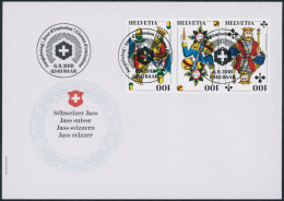 Suisse - 2018 - Schweizer Jass - Zusammenhängende - Ersttagsbrief FDC ET - Ersttag Voll Stempel - Briefe U. Dokumente