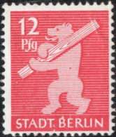 Germany 1945 Stadt Berlin 12 Pf Plateflaw Mi VIII MNH Blot In Belly, Small Crease In Stamp - Berlin & Brandenburg