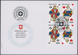 Suisse - 2018 - Schweizer Jass - Viererblock - Zusammenhängende - Ersttagsbrief FDC ET - Lettres & Documents