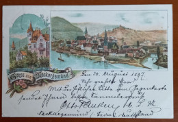 #2   Germany Gruss Aus NECKARGEMUND Sent To Keuprulu 1897 - Ottoman Turkey - Neckargemünd