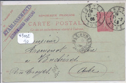 TROYES- ENTIER POSTAL COMMERCIAL- ETABLISSEMENTS ECONOMIQUES TROYENS- 1905- R/V - Troyes