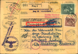 1945, 23. IV. Komplerre Paketkarte Ab PRAG Aber Offensichtlich Nicht Mehr Befördert- - Feldpost 2. Weltkrieg