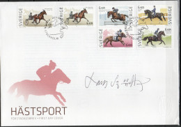 Lars Sjööblom. Sweden 2011. Equestrian Sport. Michel 2832-2836 FDC. Signed. - FDC