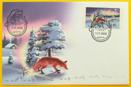 Finland FDC 2002 - Machine Stamp - Fire Fox And Northern Lights - ATM Label MiNo 39 - FDC