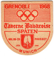 Sous-bock Taverne Bavaroise POUSSET SPATEN MUNICH JO D'HIVER GRENOBLE 1968 - Autres & Non Classés