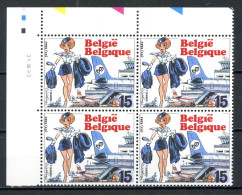 BE   2528   XX   ---  Philatélie De La Jeunesse : Natacha  --  Bloc De 4  Coin De Feuille - Datiert