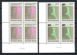 BE   2402 - 2403   XX   ---    Sport  : Gymnastique Et Korfball   --  Bloc De 4  Coin De Feuille - Esquinas Fechadas