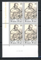 BE   2391   XX   ---    Saint-Bernard   --  Bloc De 4  Coin De Feuille - Hoekdatums