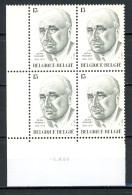 BE   2293  XX   ---   Jean Monnet   --  Bloc De 4  Coin De Feuille - Angoli Datati