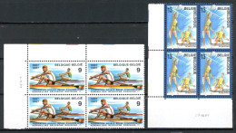 BE   2259 - 2260  XX   ---   Sports : Aviron Et Volley-ball  --  Bloc De 4  Coin De Feuille - Hoekdatums