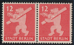 Germany 1945 Stadt Berlin 12 Pf WAZ Plateflaw Mi XVI MNH Certified Ströh BPP Vertical Scratch Through  Ber"L"in - Berlin & Brandebourg