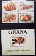 Ghana 1987, Musical Instruments, MNH S/S And Stamps Set - Ghana (1957-...)