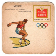 Sous-bock STELLA ARTOIS Jeux Olympiques MEXICO 1968 LANCEMENT DU DISQUE - Altri & Non Classificati