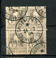 INDOCHINE TAXE 28 BLOC DE 4 OBL - Timbres-taxe