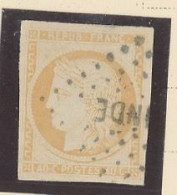 INDE   -N° 13 COLONIES GÉNÉRALES  - 40 C ORANGE   -Obl .LOSANGE I N D E - SIGNÉ M P - Used Stamps