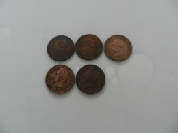 Lot  De  5  Monnaies  10 Centimes  Napoléon  3  -  3  Tete  Nue -  2 Tete  Laurée - Mezclas - Monedas