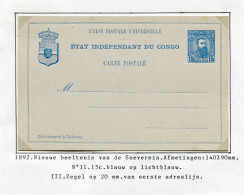 1892 Carte Postale N° 11 15ct Blauw Op Lichtblauw - Afm. 140x90mm - III Zegel Op 20mm Van 1ste Adreslijn - Stamped Stationery