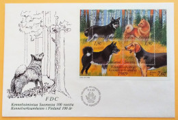 Finland FDC 1989 - 100 Years Union Of Finnish Dog Breeders - MiNo Block 5 - FDC