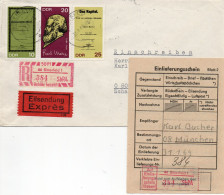 DDR 1969. Karl Marx, Einschreibemarke SbPA Gebr., EM 2B-44-1I(1) Satzbrief - Labels For Registered Mail