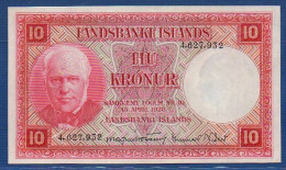 ICELAND - P.33 A5 – 10 Krónur L. 15.04.1928, UNC, S/n 4,627,932 Signatures: Magnús Jónsson & Gunnar Viðar - Islandia