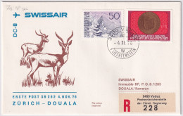 76.18. AL - SWISSAIR DC-8 Erster Postflug Zürich - Douala - Gelaufen Ab Liechtenstein - Aéreo