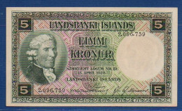 ICELAND - P.32 A4 – 5 Krónur L. 15.04.1928, UNC, S/n 2,096,759 Signatures: Magnús Jónsson & Jón G. Maríasson - Iceland