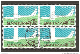 SAN MARINO - 1974 Aerei Volo A Vela £.40 Quartina Usata - Gebraucht