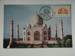 CARTE MAXIMUM CARD PALAIS DE TAJ MAHAL AGRA BOMBAY INDE - Used Stamps