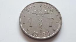 BELGIQUE ALBERT PREMIER TRES TRES BEAU BON POUR 1 FRANC 1933 ONLY 1.998.000 EX. COTES : 1.5€-5€-15€-30€ - 1 Franc