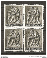 VATICANO - 1966 LAVORO DELL'UOMO £.15 Quartina Usata - Gebraucht