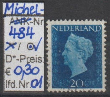 1947 - NIEDERLANDE - FM/DM "Königin Wilhelmina" 20 C Dkl'blau - O Gestempelt - S. Scan (484o 01-02 Nl) - Gebruikt