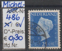 1947 - NIEDERLANDE - FM/DM "Königin Wilhelmina" 25 C Hellblau - O Gestempelt - S. Scan (486o Nl) - Gebruikt